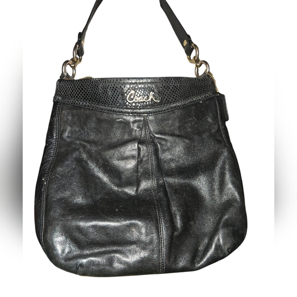 Coach Ashley Black Leather Shoulder Bag - Picture 2 of 13